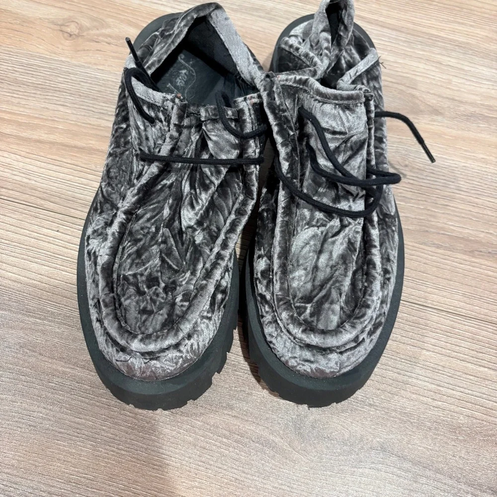 Free People Convertible Velvet Oxford Washed Shoes Women Grey 38 Platform